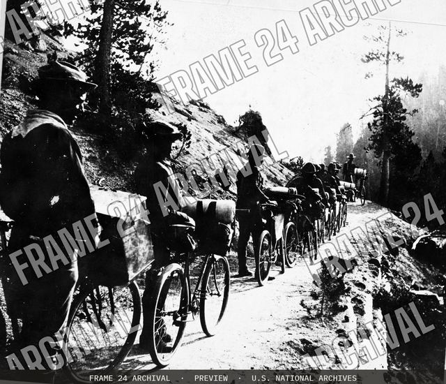 25th Infantry, Yellowstone National Park, vintage black and white photograph