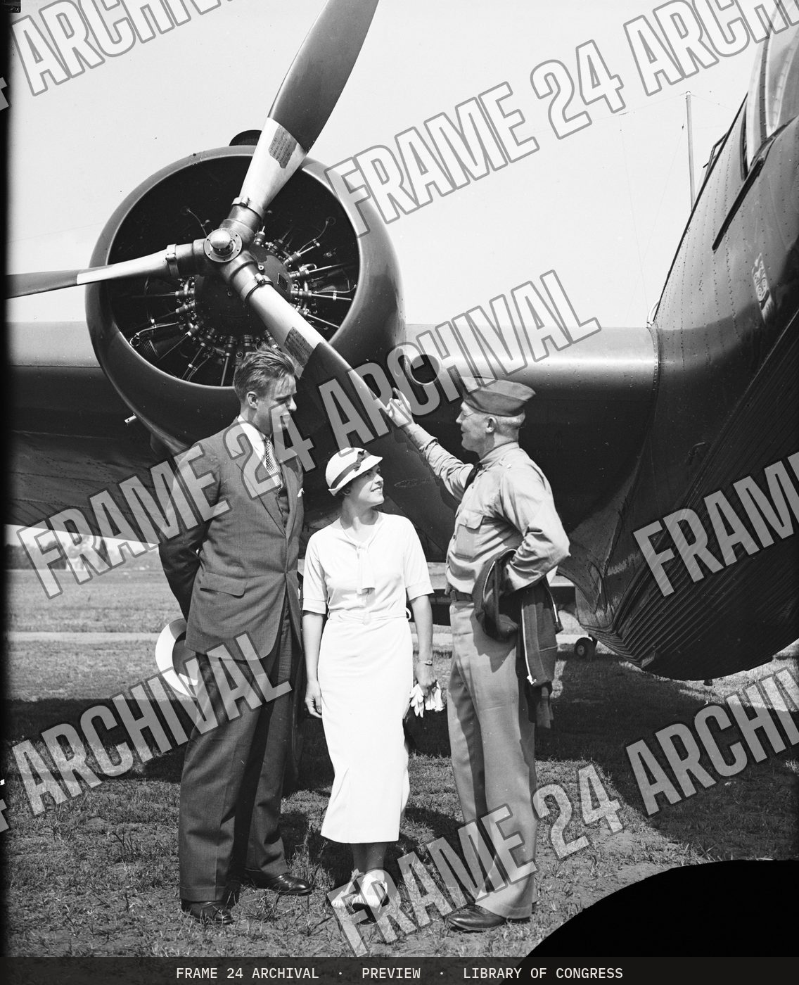 Airplane (1934), restored vintage black and white photograph