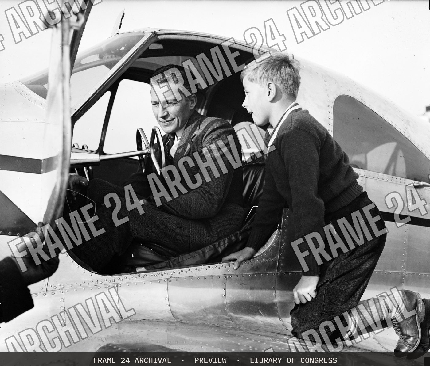 Airplane (1936), restored vintage black and white photograph