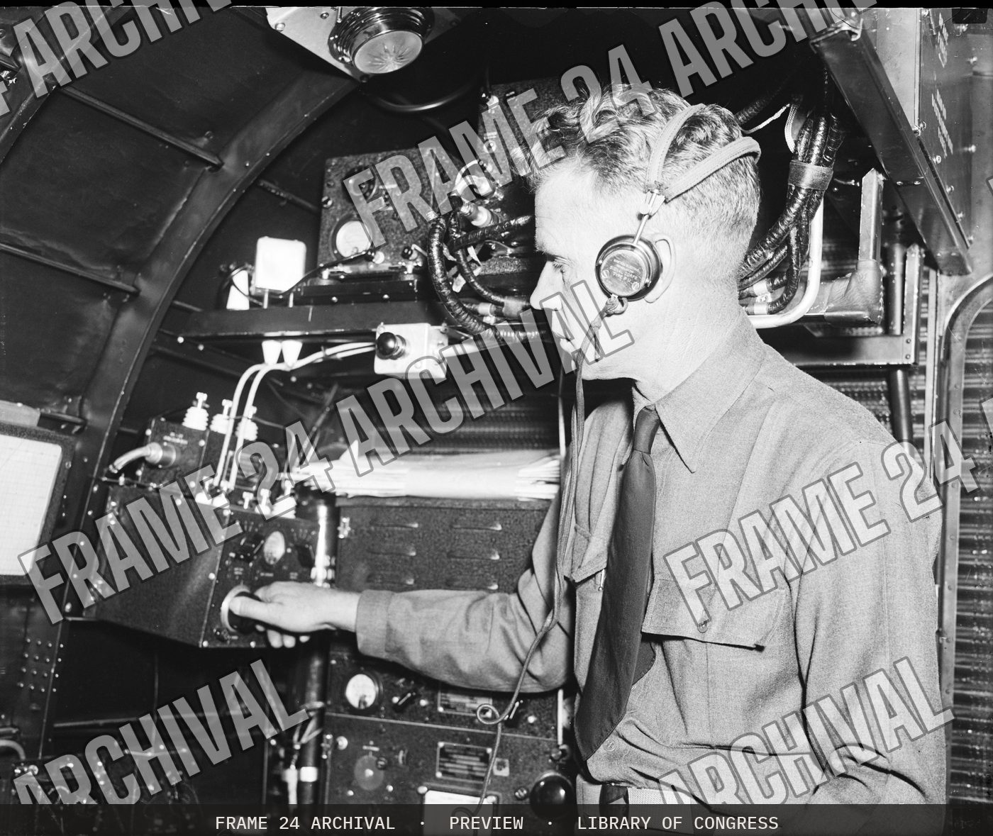 Airplane instruments? (1936), restored vintage black and white photograph
