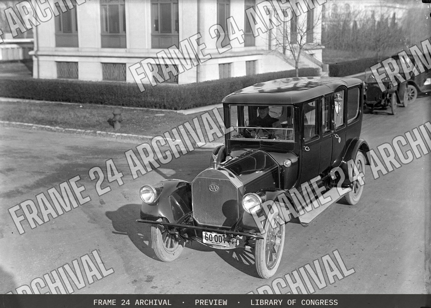 Automobile (1909), restored vintage black and white photograph