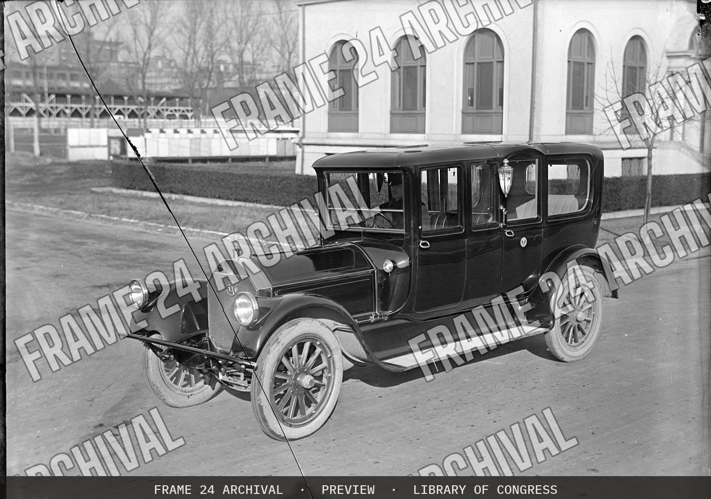 Automobile (1909), restored vintage black and white photograph