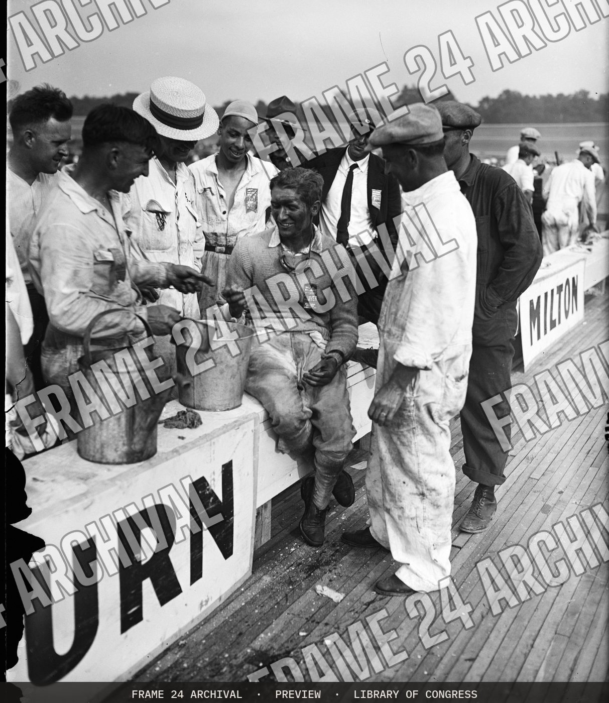 Automobile racer (1925), restored vintage black and white photograph
