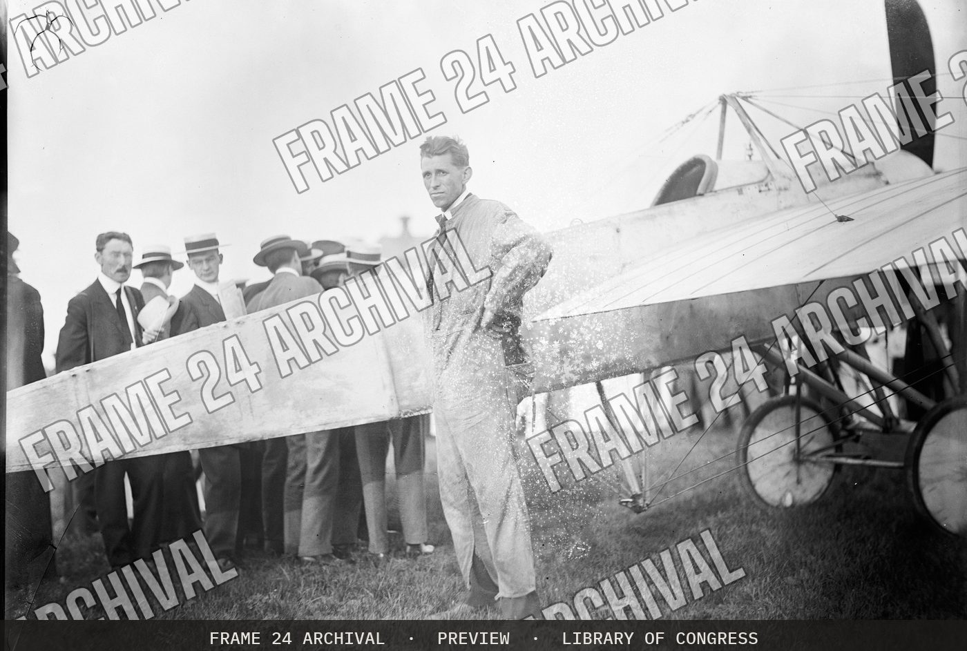 Bleriot Airplane (1911), restored vintage black and white photograph