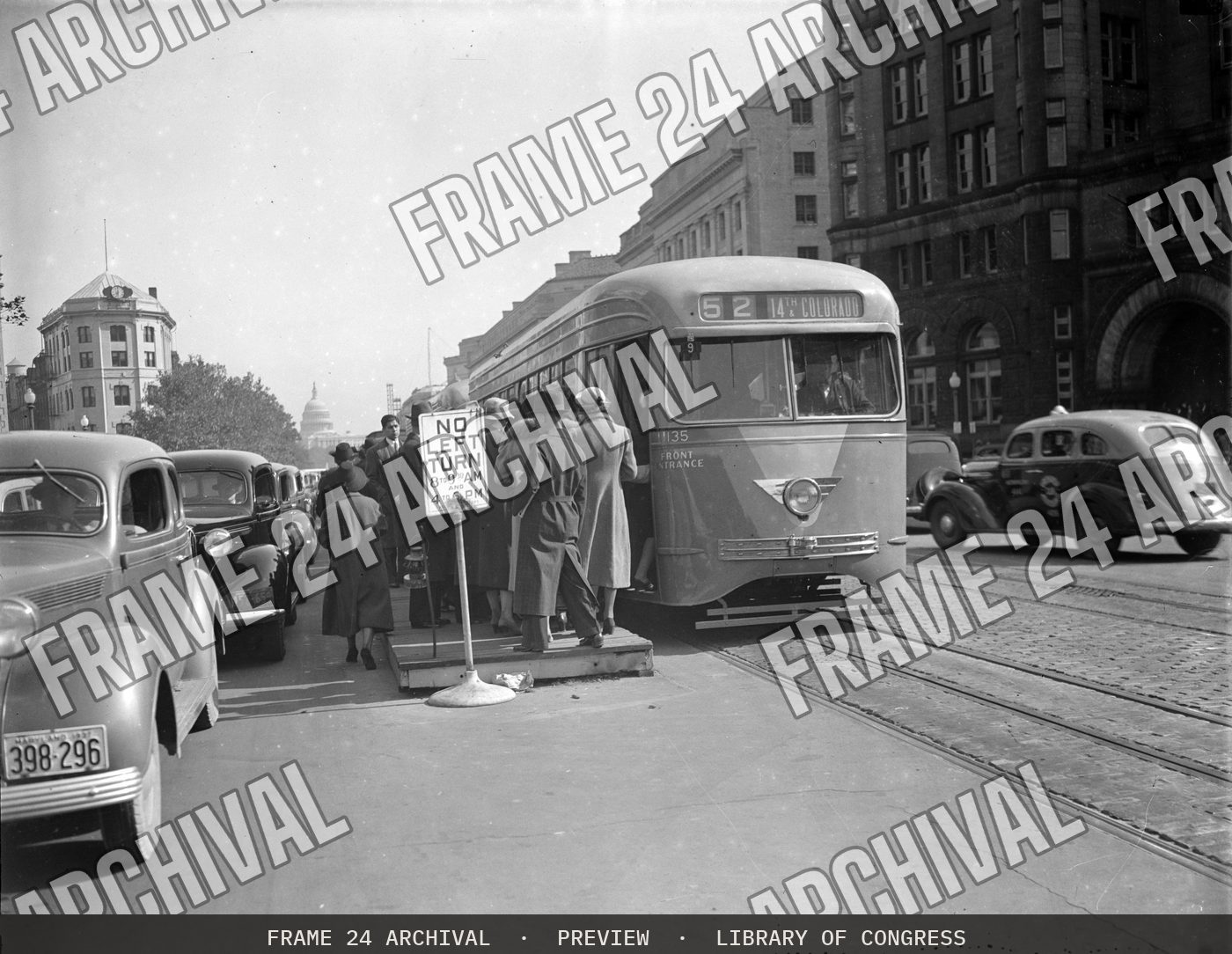 Capital Transit : Locomotive 1135 (1937), restored vintage black and white photograph