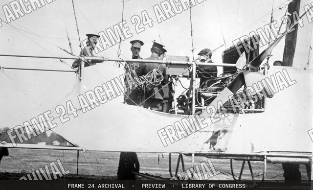 Car of British Airship GAMMA, vintage black and white photograph