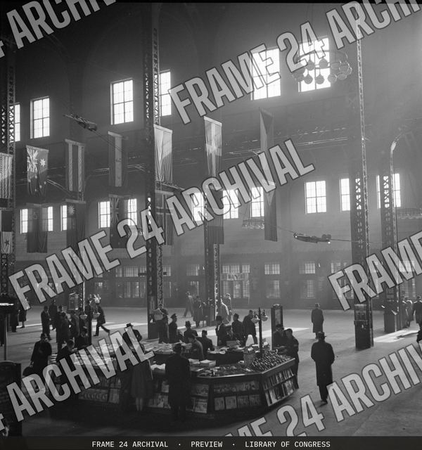 Chicago, Illinois. Union Station train concourse, vintage black and white photograph