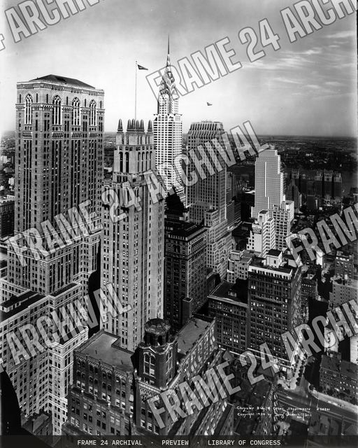 Chrysler Bldg. & other skyscrapers, vintage black and white photograph
