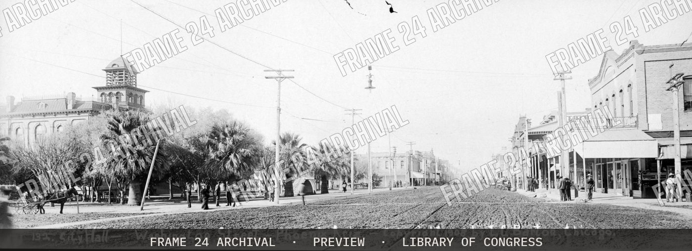City Hall, Washington Street, Phoenix, Ariz (1908), restored vintage black and white photograph
