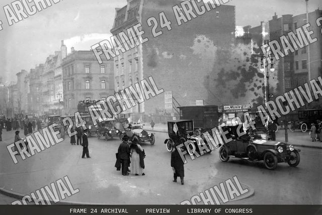 City street view, vintage black and white photograph