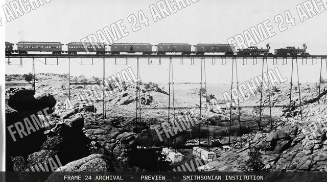 Dale Creek Bridge, vintage black and white photograph