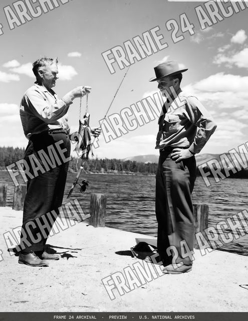 Fishing - Idaho, vintage black and white photograph