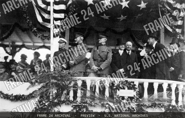 Franklin D. Roosevelt at an AEF Parade, vintage black and white photograph