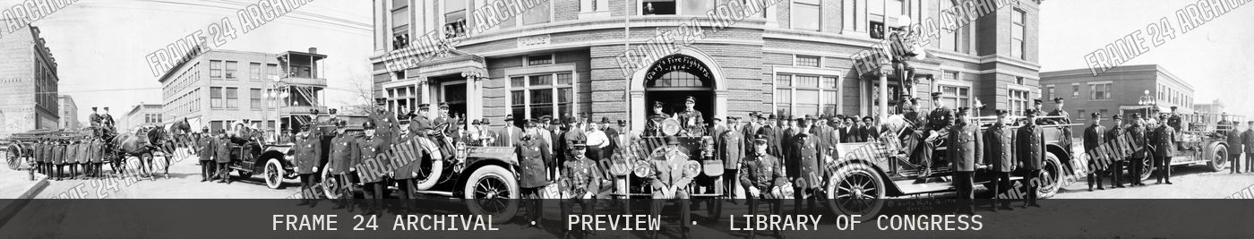Gary's Fire fighters (1914), restored vintage black and white photograph