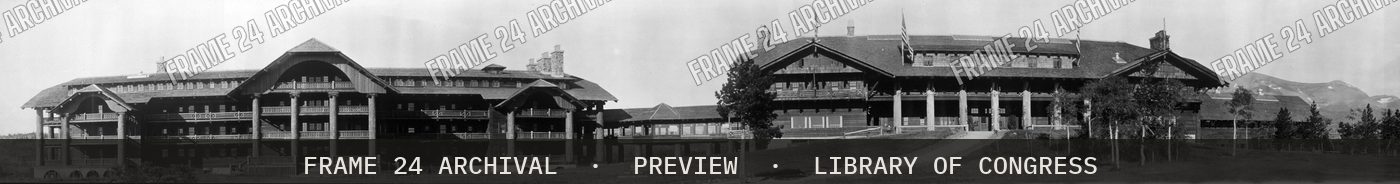 Glacier Park Hotel (1916), restored vintage black and white photograph