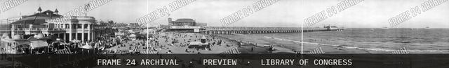 Long Beach pier, Long Beach, Cal, vintage black and white photograph