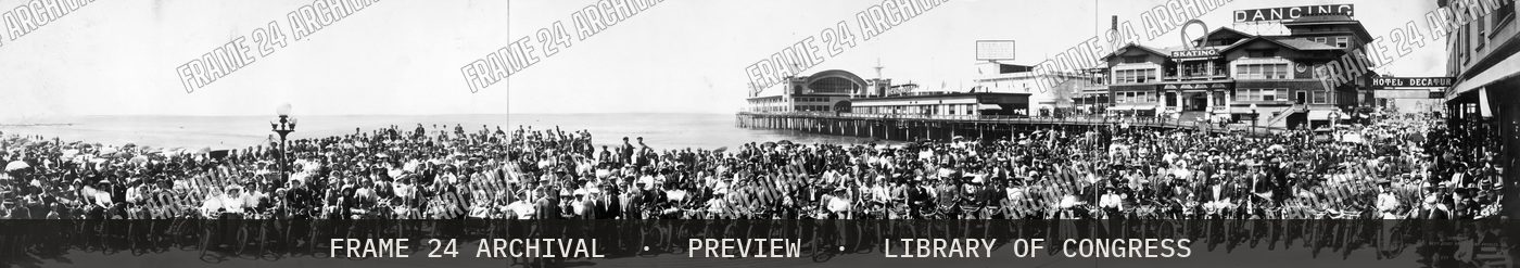 Los Angeles Motorcycle Club at Venice, Calif (1911), restored vintage black and white photograph