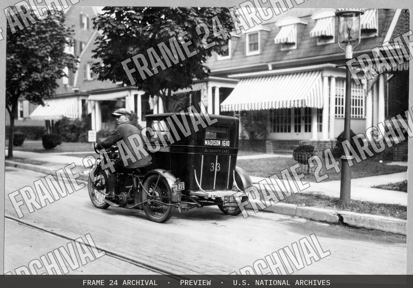 Motorcycle (1926), restored vintage black and white photograph