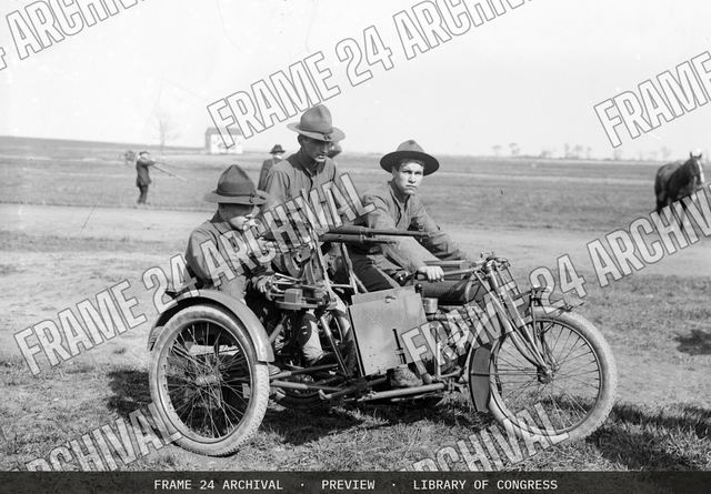 Motorcycle Machine Gun, vintage black and white photograph