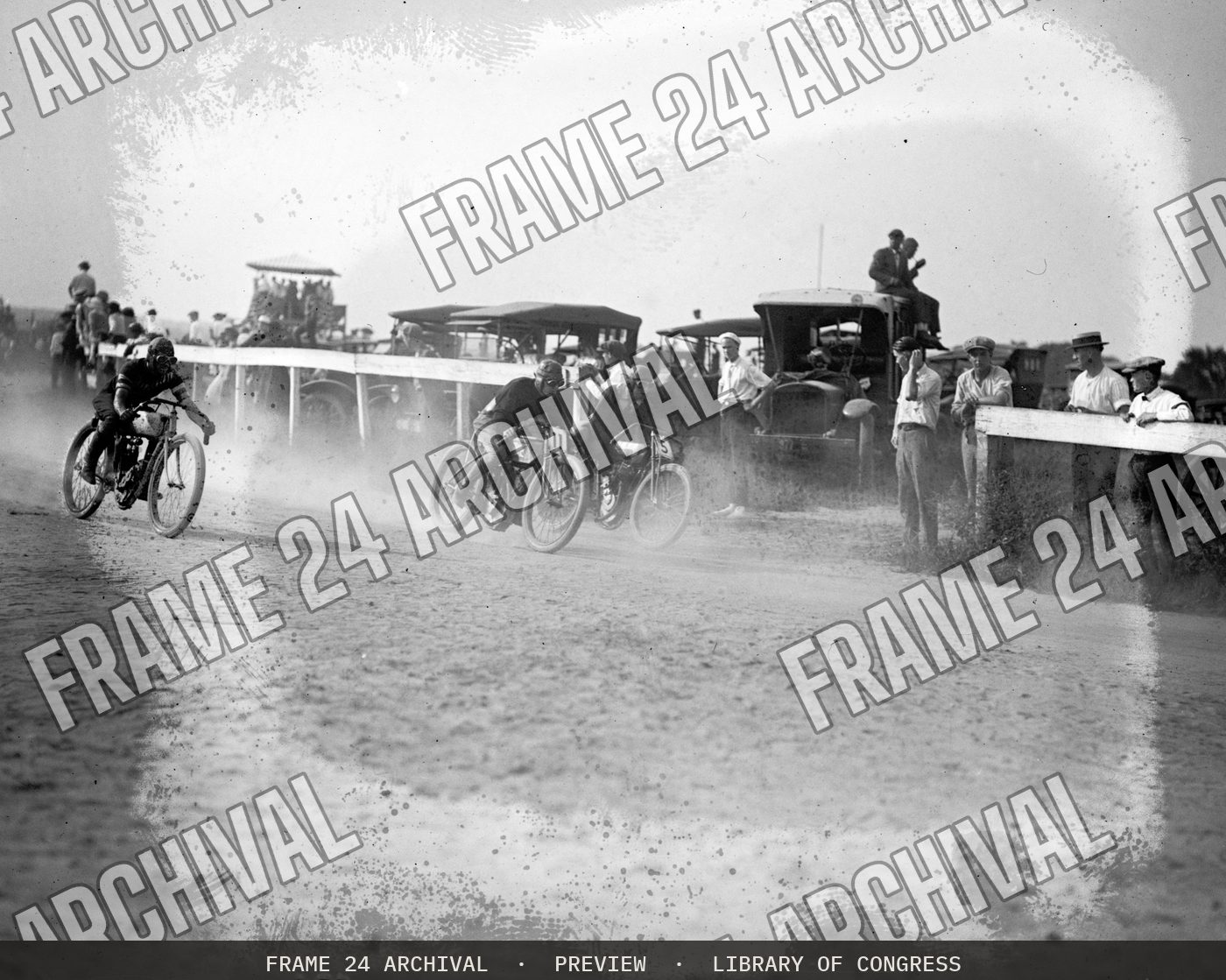 Motorcycle races, 9/5/22 (1922), restored vintage black and white photograph