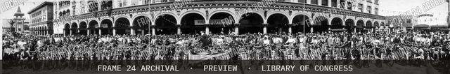 Motorcycles at Venice, Calif, vintage black and white photograph