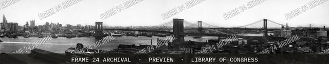 New York and East River bridges, vintage black and white photograph