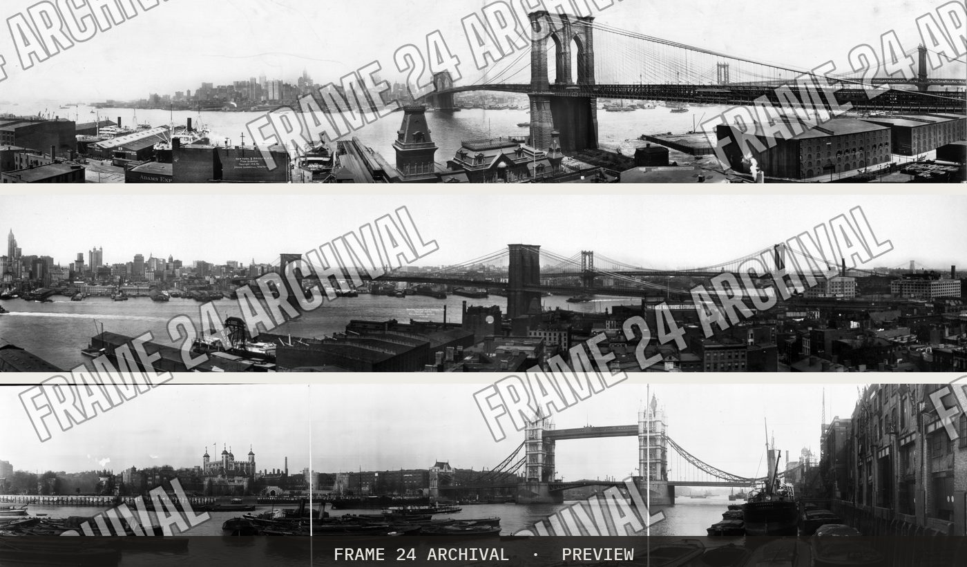 New York Bridges (1909–1913), restored vintage black and white photograph