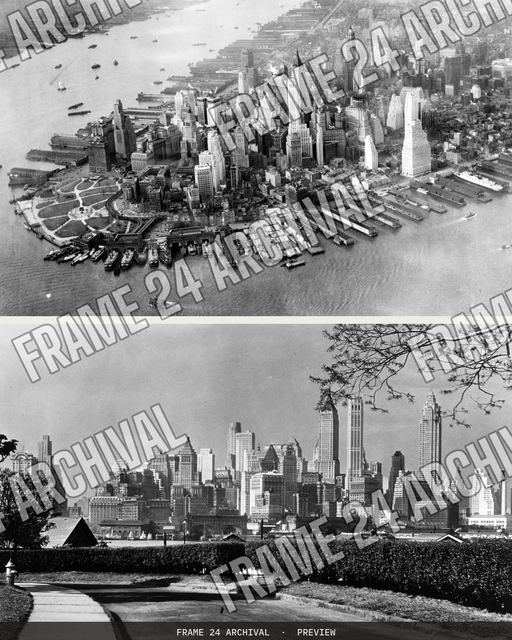New York City Skyline, vintage black and white photograph
