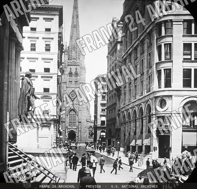 New York City - Wall Street, vintage black and white photograph