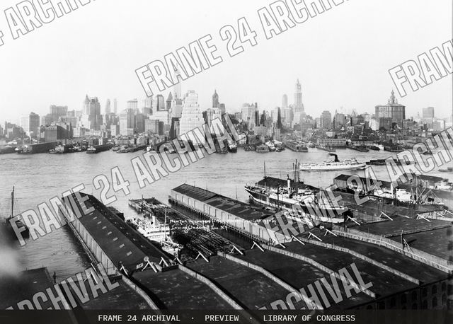 New York skyscrapers, vintage black and white photograph
