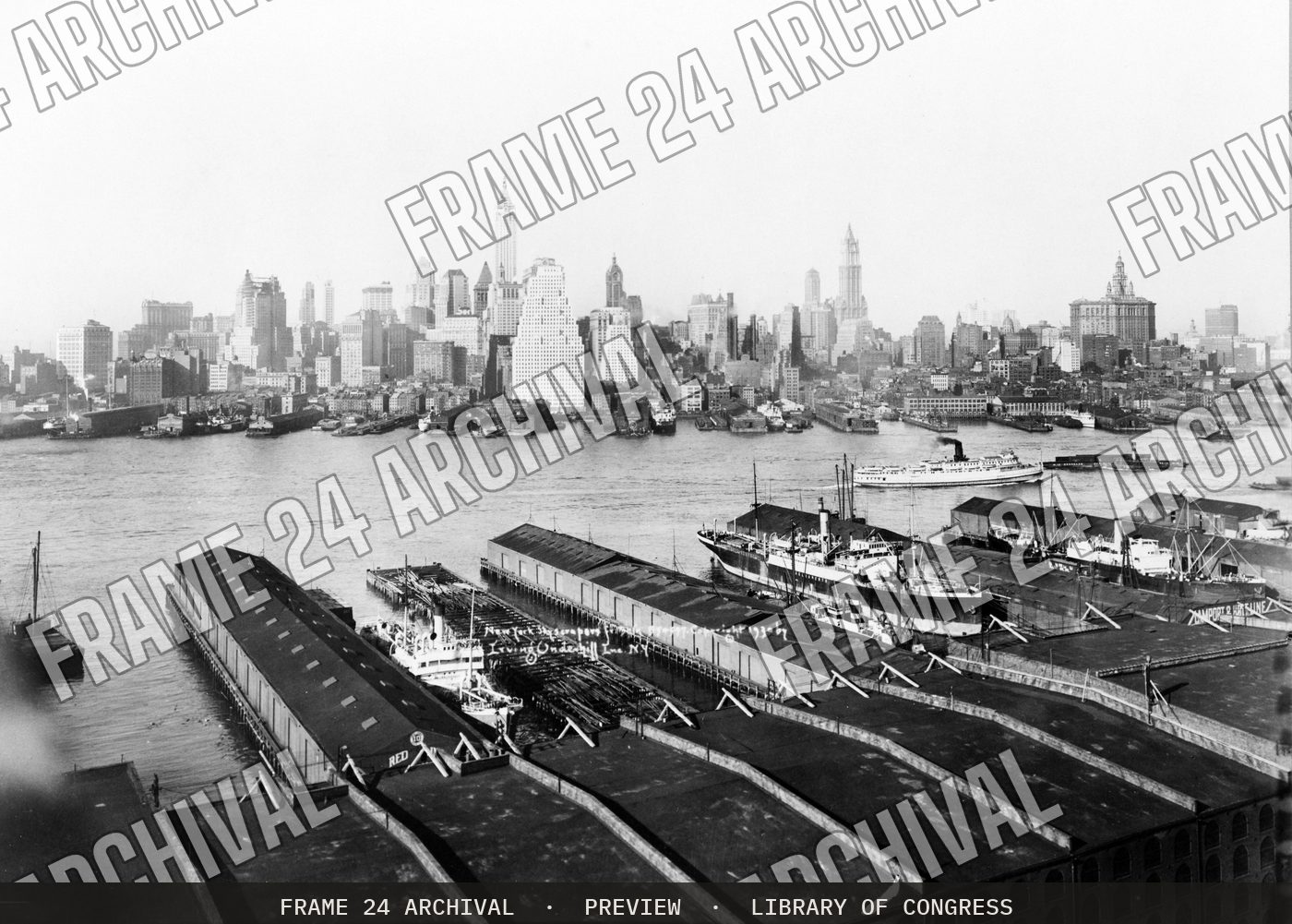 New York skyscrapers (1930), restored vintage black and white photograph
