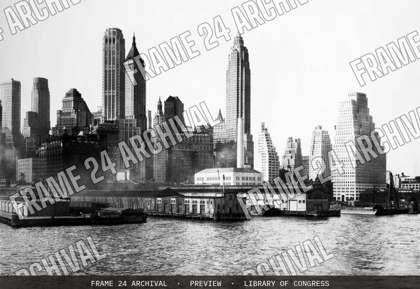 New York skyscrapers (1932), restored vintage black and white photograph