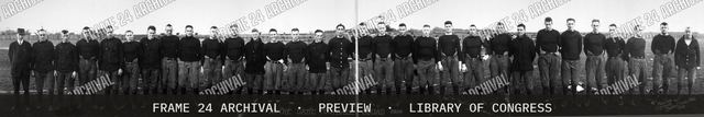 Notre Dame football squad, vintage black and white photograph