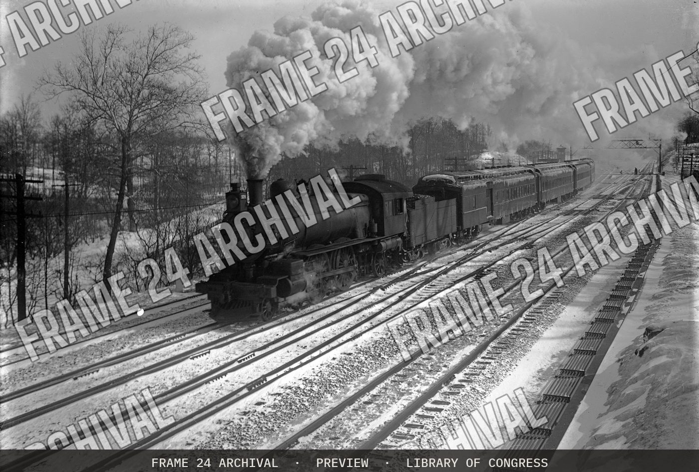 Pennsylvania Railroad : Locomotive PRR 374 (1910), restored vintage black and white photograph