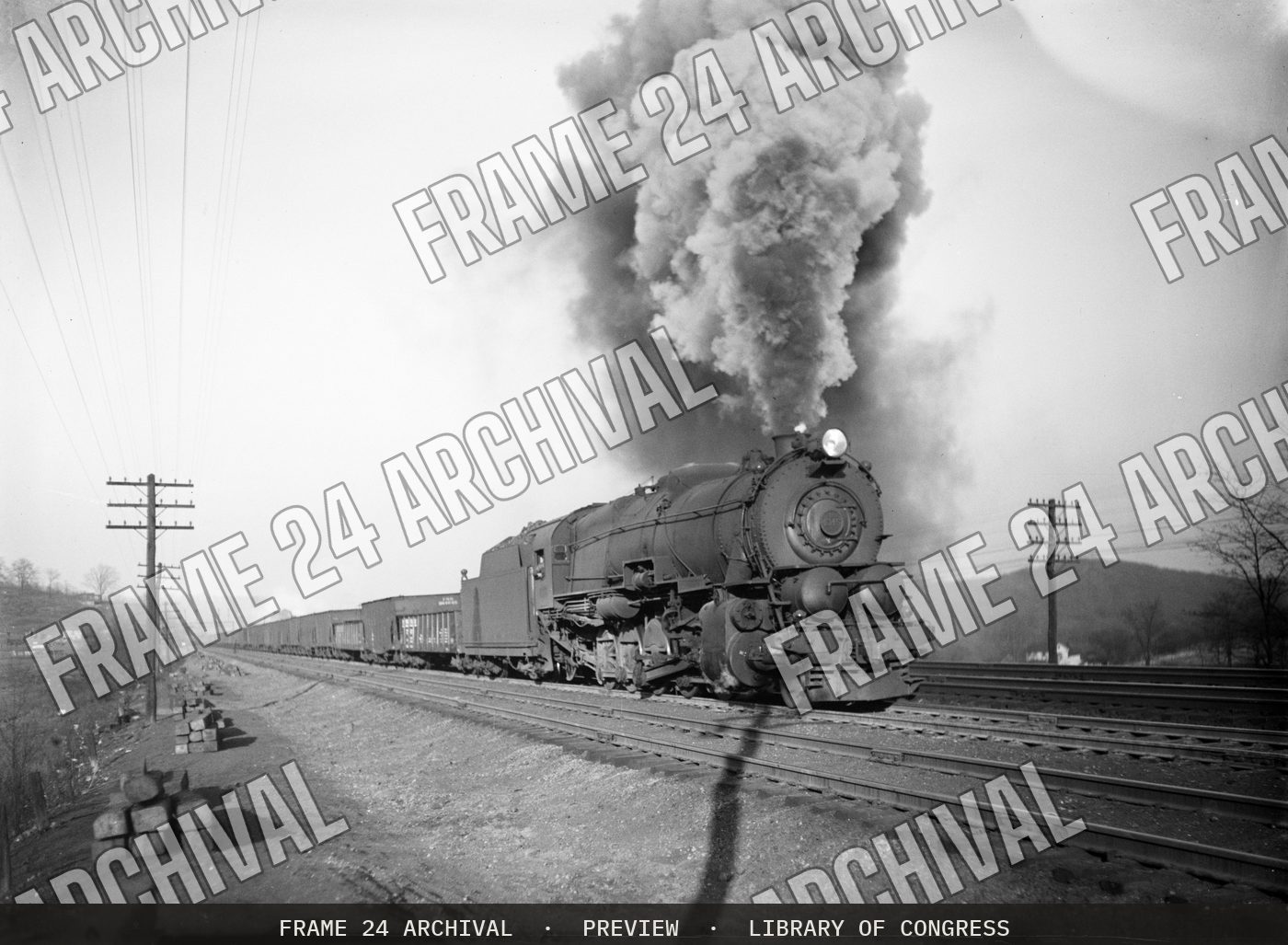 Pennsylvania Railroad : Locomotive PRR 4345 (1929), restored vintage black and white photograph