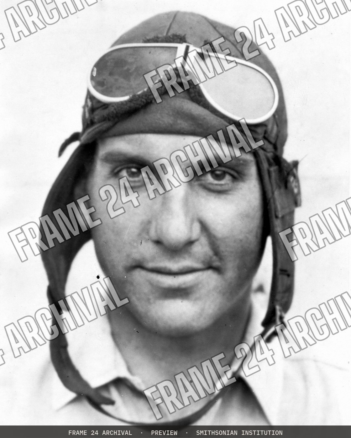 Photograph of airmail pilot Dean Smith (1924), restored vintage black and white photograph