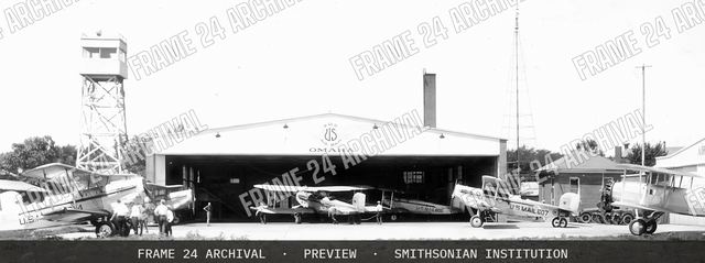 Photograph of airmail planes at Omaha, Nebraska, vintage black and white photograph