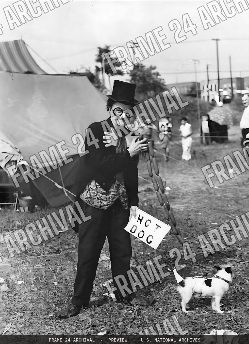 Photograph of Charlie Fortuna, Federal Theatre Circus Clown, restored vintage black and white photograph