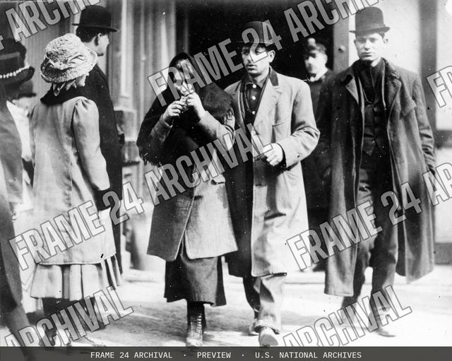Photograph of People near the Triangle Shirtwaist Factory Fire, vintage black and white photograph