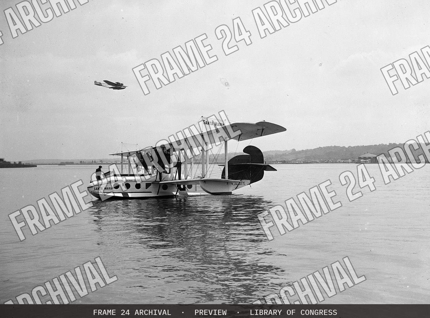 Santa Maria airplane (1922), restored vintage black and white photograph
