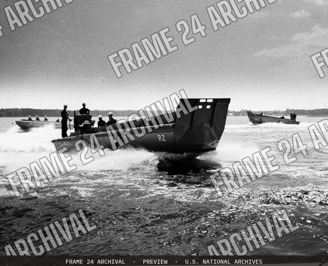 "Sea horses" tune up for invasion, vintage black and white photograph