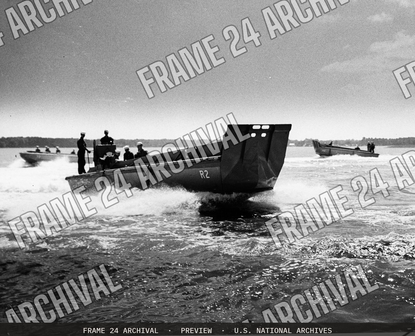 "Sea horses" tune up for invasion, restored vintage black and white photograph
