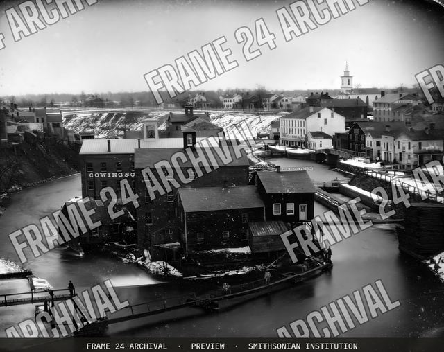 Seneca Falls, New York (downstream), vintage black and white photograph