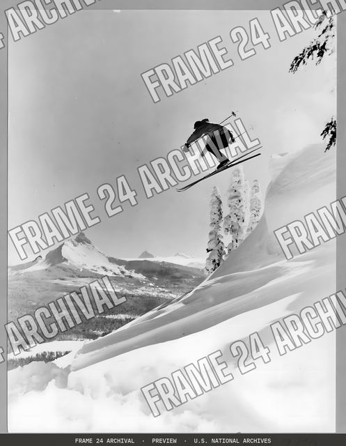 Skiing: Advanced Slopes, vintage black and white photograph