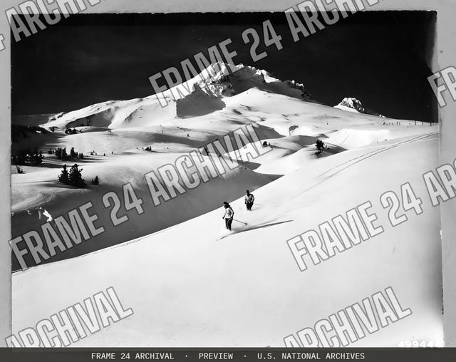 Skiing: Advanced Slopes, vintage black and white photograph