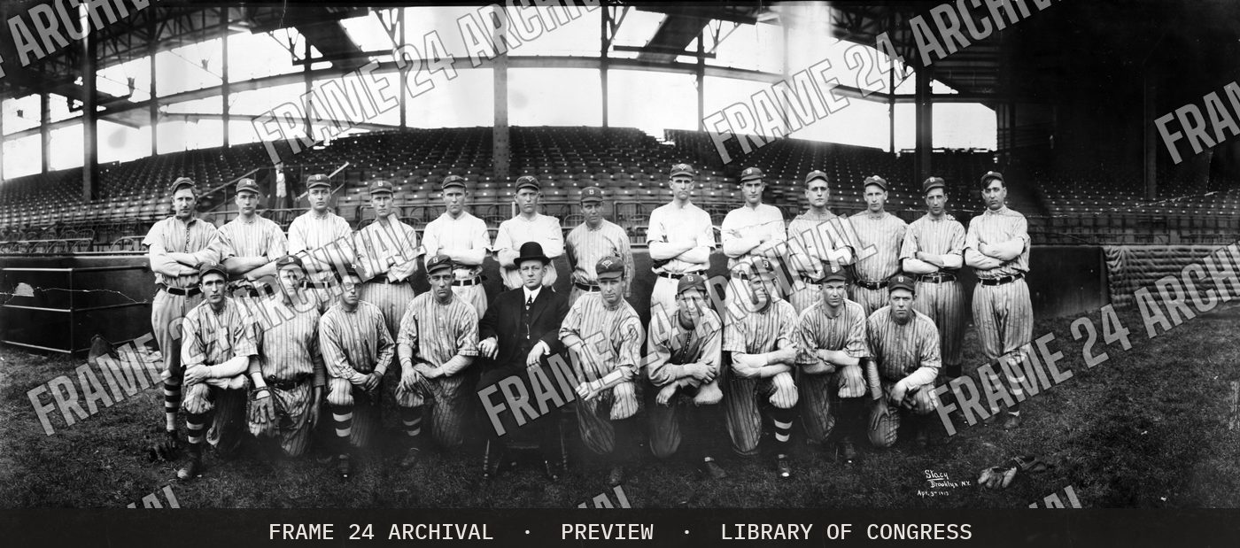 The Brooklyn baseball club (1913), restored vintage black and white photograph