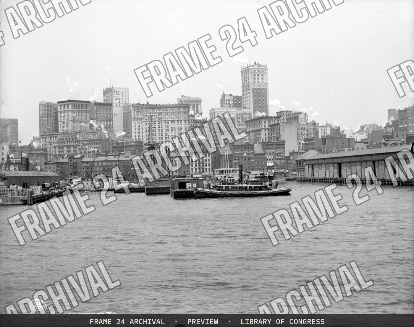 The Massing of skyscrapers, New York (1906), restored vintage black and white photograph
