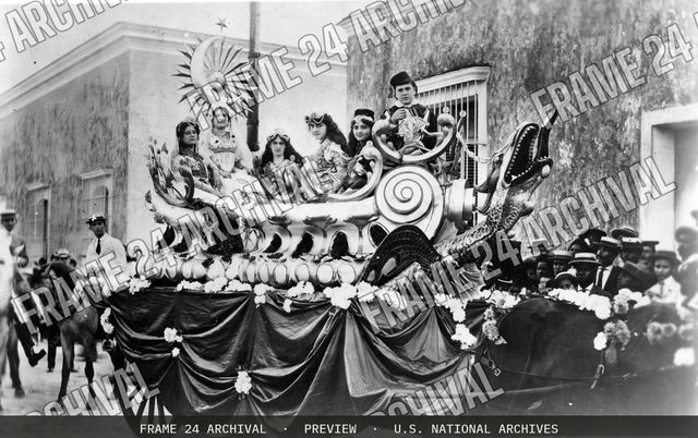 The Queen's Chariot in the Carnival, vintage black and white photograph