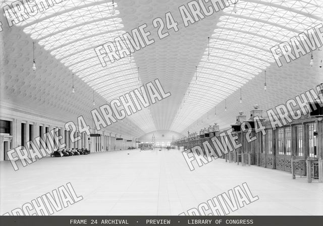 Train concourse, Union Station, Washington, D.C, vintage black and white photograph