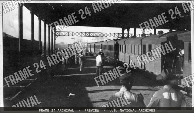 Train Standing at Platform No. 2, Manila Station, vintage black and white photograph